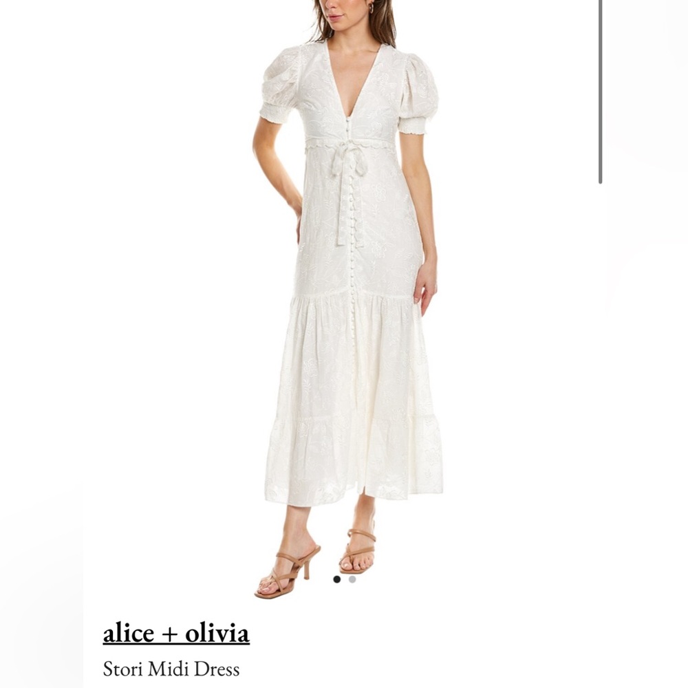 Alice + Olivia white midi dress